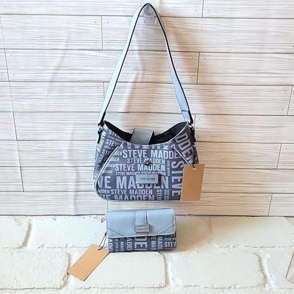 NWT STEVE MADDEN HAYES & LARK BLUE DENIM MULTI PURSE AND WALLET SET SHOULDER BAG - Picture 2 of 7